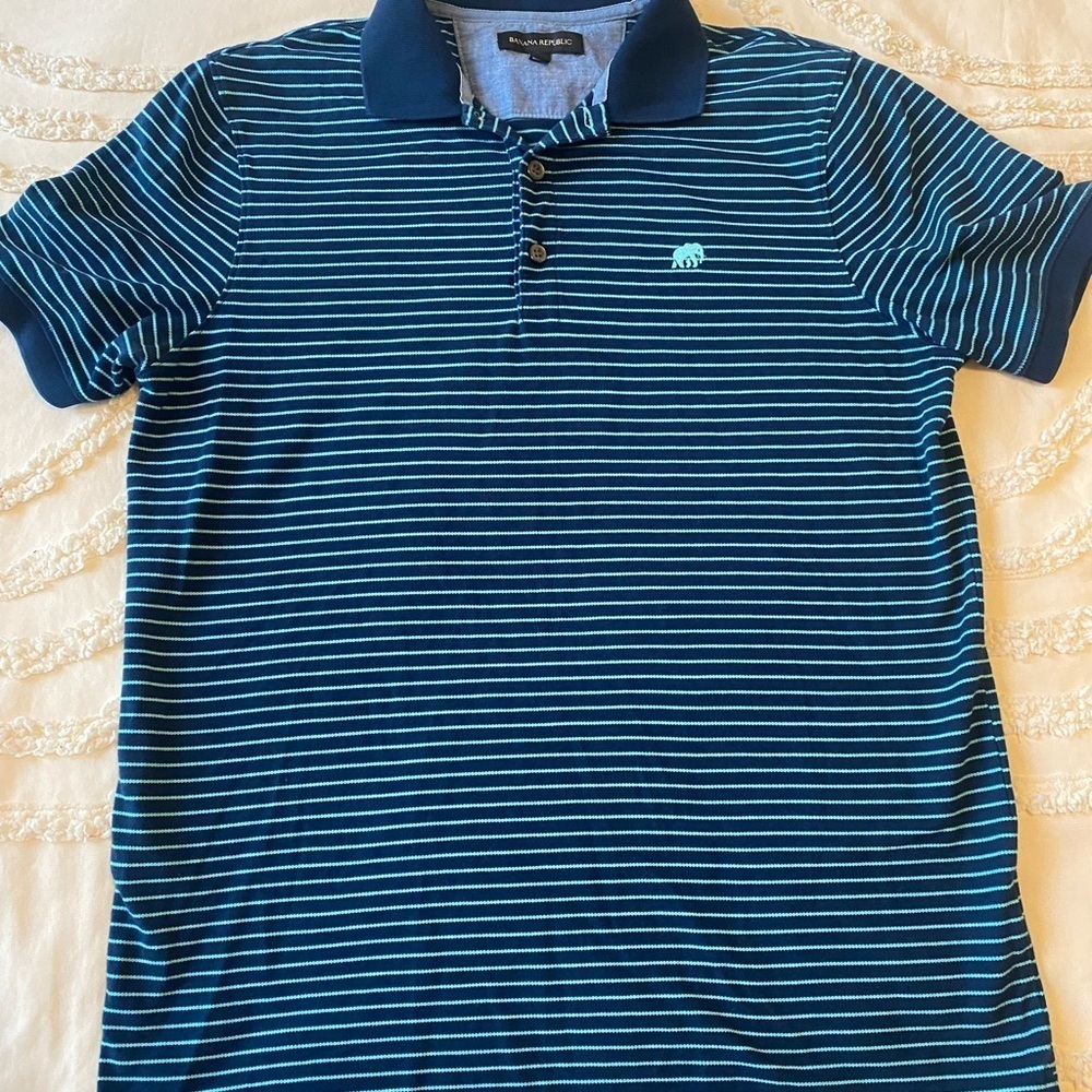 Banana Republic Blue Striped Polo Shirt